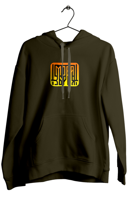 Men`s hoodie with prints Language is a weapon. Language, logotype, patriotic images, sword, ukrainian language, ukrainian slogan, weapon. 2070702