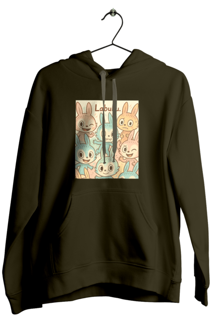 Men`s hoodie with prints Labubu. Cartoon style, charming, designcharacter, grailivo, kawaii, labubu, lower shades, my art, no turbo, pastel flowers. 2070702
