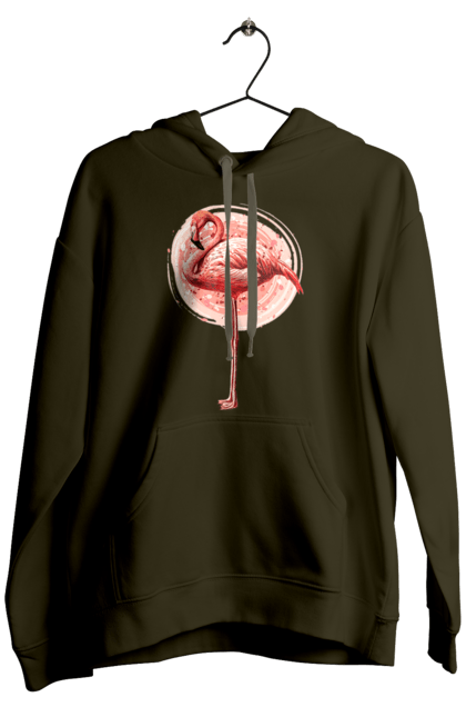 Чоловіче худі з принтом "Фламінго Арт". Рожеве фламінго, тварина, фламінго. 2070702