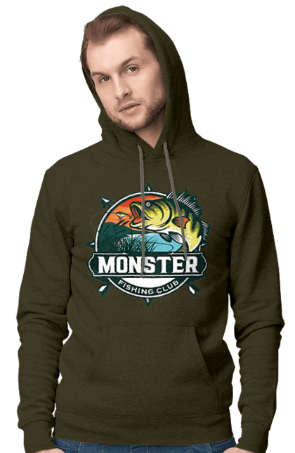 Чоловіче худі з принтом "Рибальський клуб". Відпочинок, рибак, рибальський клуб, хоббі. 2070702