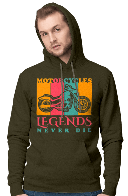 Чоловіче худі з принтом "мотоцикл легенда". Легенда, мотоспорт, мотоцикл. 2070702