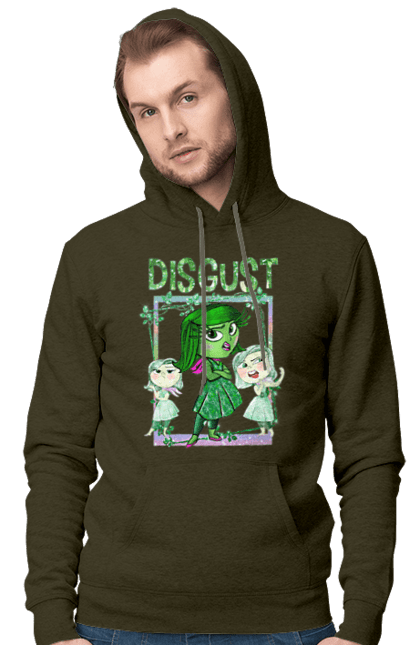 Men's hoodie with prints Inside Out Disgust. Cartoon, disgust, emotions, inside out, pixar. 2070702