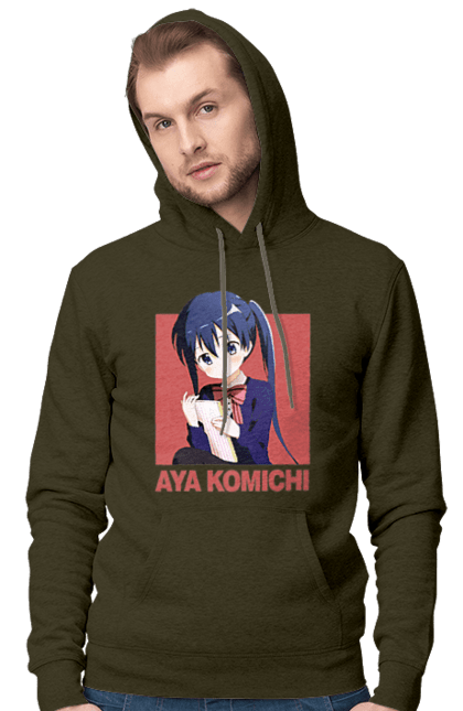 Men's hoodie with prints Kiniro Mosaic Aya Komichi. Anime, aya komichi, gold mosaic, kiniro mosaic, kinmoza, manga. 2070702