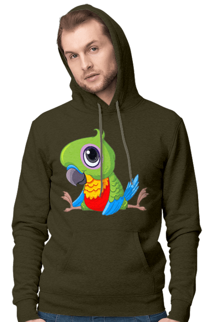 Чоловіче худі з принтом "Папужка". Мило, папуга. 2070702