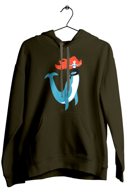 Чоловіче худі з принтом "Русалка І Кит". Кит, море, русалка. 2070702