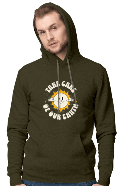 Мужское худи с принтом Земля. Берегите землю, земля, любите природу. 2070702