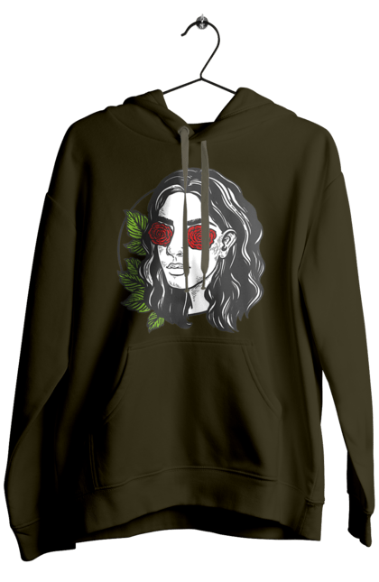 Чоловіче худі з принтом "Дівчина З Трояндами На Очах". Дівчина, троянда. 2070702