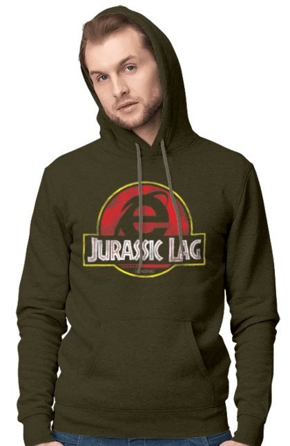 Men's hoodie with prints Jurassic lag. Antiquity, browser, ie, internet explorer, jurassic park, lag, microsoft, not, windows. 2070702