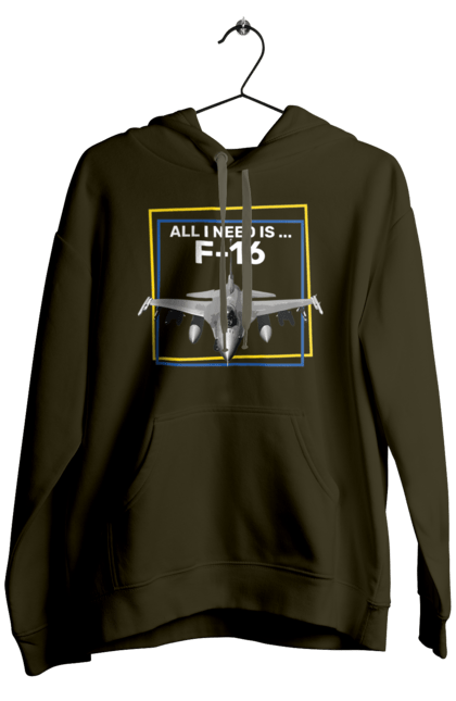 Чоловіче худі з принтом "F16". F16, himars, залужний, зброя, літак. 2070702