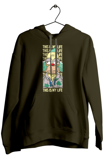 Men's hoodie with prints THIS IS MY LIFE KRUSTY plus. Clown, krusty, krusty the clown, simpsons. 2070702