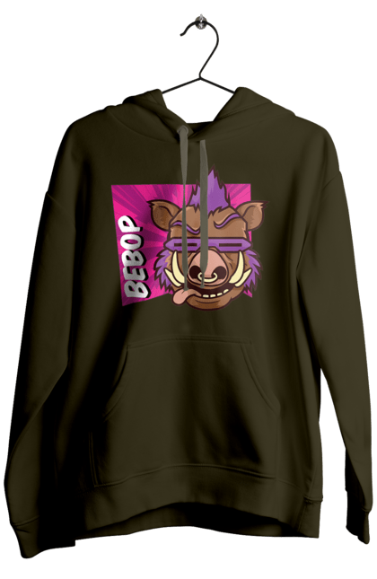 Men's hoodie with prints Teenage Mutant Ninja Turtles Bebop. Animated series, bebop, comic, ninja, ninja turtles, villain. 2070702