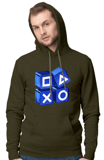 Men`s hoodie with prints Gamepad. Game, gamepad, joystick, playstation, sony. 2070702