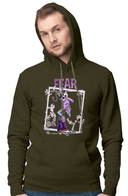 Men's hoodie with prints Inside Out Fear. Cartoon, emotions, fear, inside out, pixar. 2070702