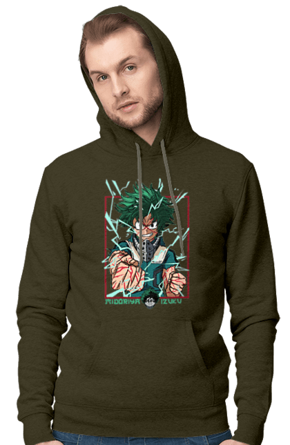 Чоловіче худі з принтом "Моя академія героїв Мідорія". Izuku, midoriya, my hero academia, аніме, ізуку мідорія, манга, мідорія, моя геройська академія. 2070702