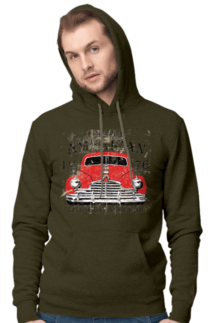 Чоловіче худі з принтом "Машина вінтаж, 1976". 1976, вінтаж, машина. 2070702