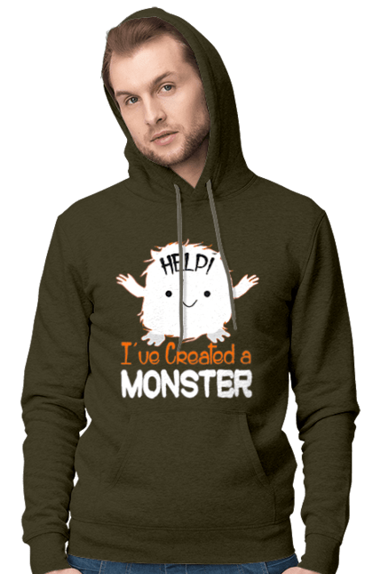 Men`s hoodie with prints Help! I've created a monster. Creation, halloween, help, holiday, monster. 2070702