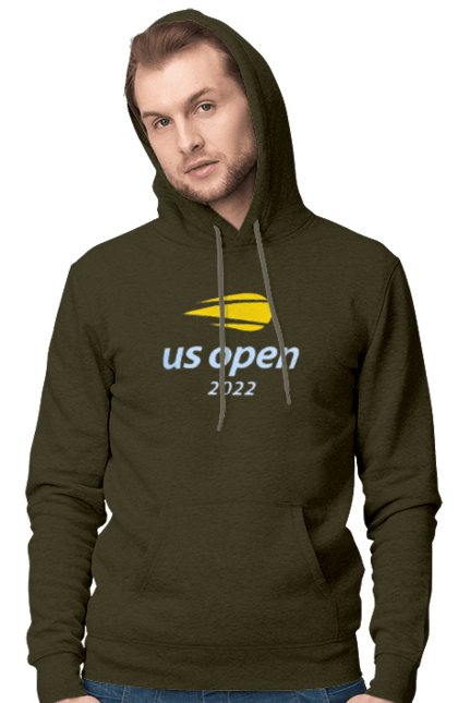 Men`s hoodie with prints US Open 2022 tennis tournament. American championship, ball, hard, new york, open championship, players, prize fund, racket, sponsor, tennis. 2070702