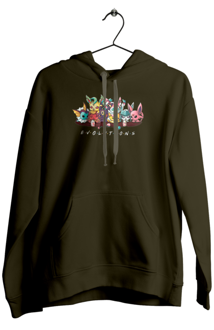 Чоловіче худі з принтом "Покемон Еволюція". Аніме, відеогра, герої відеоігри, гра, для дітей, кишеньковий монстр, ловити покемонів, манга, мультики, покемон. 2070702