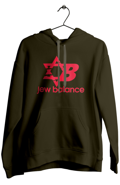 Чоловіче худі з принтом "Jew Balance Red". New balance, гумор, еврейські, жарти, жартівливі, літні, прикольні, червоний. 2070702