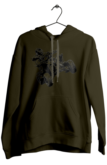 Men`s hoodie with prints Man On Atv Black. Atv, extreme, race. 2070702