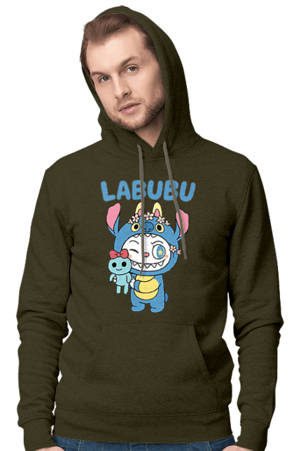 Men`s hoodie with prints Labubu. Blue lababu, darling, funny labubu, labubu, labubu coca cola, labubu toy, merch labubu. 2070702