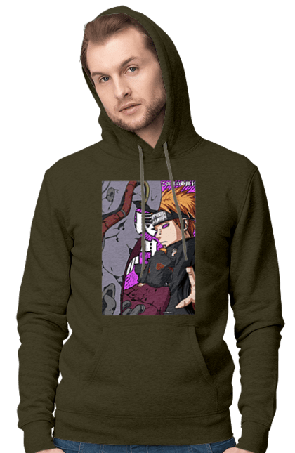 Men's hoodie with prints Naruto Yahiko. Akatsuki, anime, character, manga, naruto, ninja, pain, tv series, yahiko. 2070702