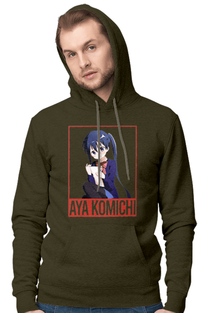 Men's hoodie with prints Kiniro Mosaic Aya Komichi. Anime, aya komichi, gold mosaic, kiniro mosaic, kinmoza, manga. 2070702