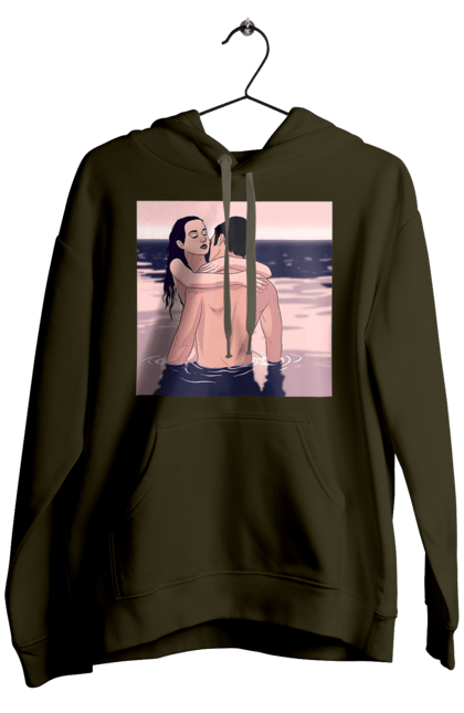 Чоловіче худі з принтом "Парочка Обнімається В Річці". Голо, кохання, пара. 2070702
