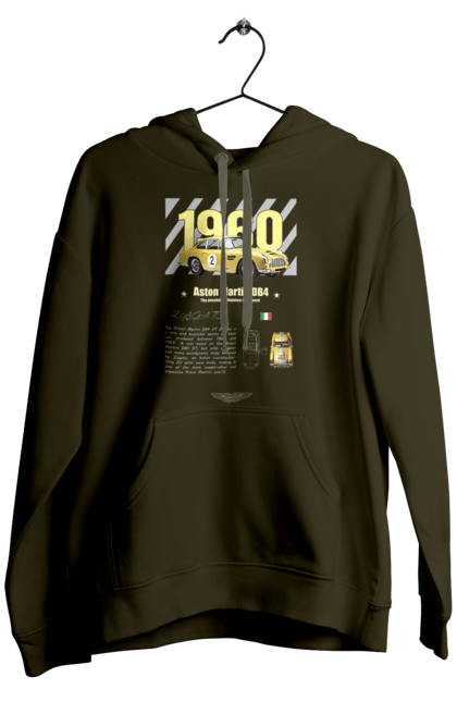 Men's hoodie with prints Aston Martin DB4. Aston martin, auto, automobile, car, db4, race, sport, sport car. 2070702