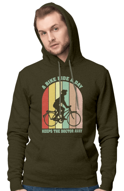 Men`s hoodie with prints Bike ride. Bike, bike ride, bike ride, burn, healthy lifestyle. 2070702