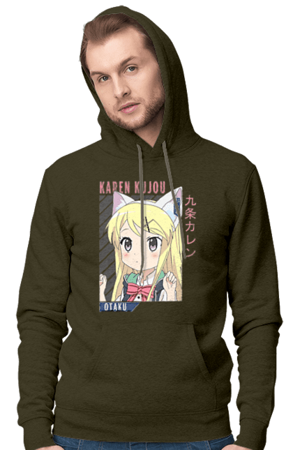 Men's hoodie with prints Kiniro Mosaic Karen Kujo. Anime, gold mosaic, karen, karen kujo, kiniro mosaic, kinmoza, manga. 2070702