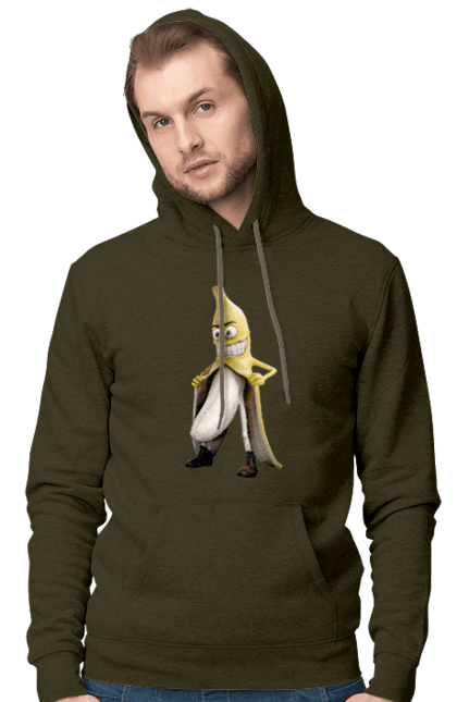 Men`s hoodie with prints Banana. Banana, exhibitionist, joke, laughter, sex. 2070702