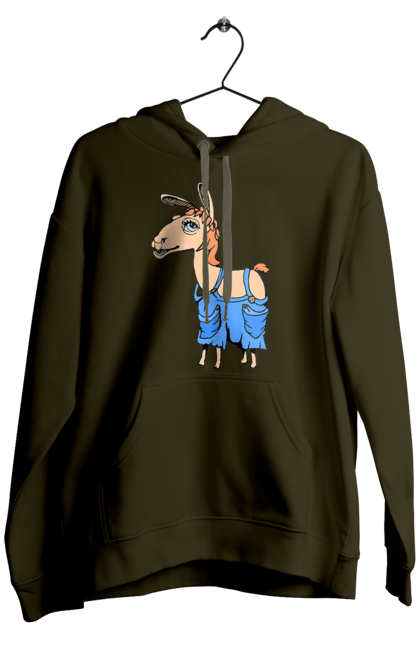 Мужское худи с принтом Лама В Комбинезоне. Комбинезон, лама. 2070702