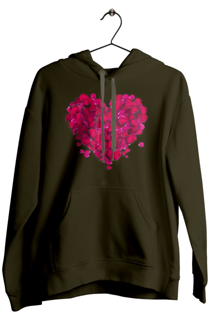 Men`s hoodie with prints Heart From Rose Petals. Petals, rose flower. 2070702