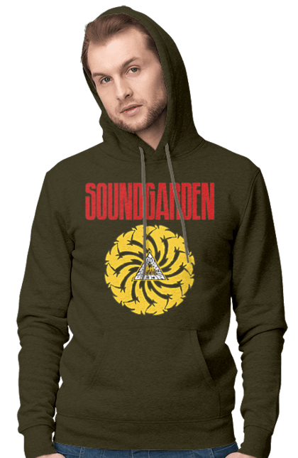 Чоловіче худі з принтом "Soundgarden". Sound garden, soundgarden, альтернативний рок, гранж, група, метал, музика, рок, хард рок. 2070702