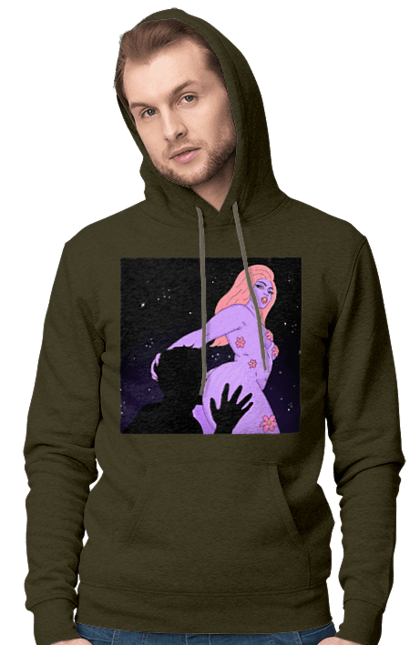 Men`s hoodie with prints Purple Girl. Body, girl. 2070702