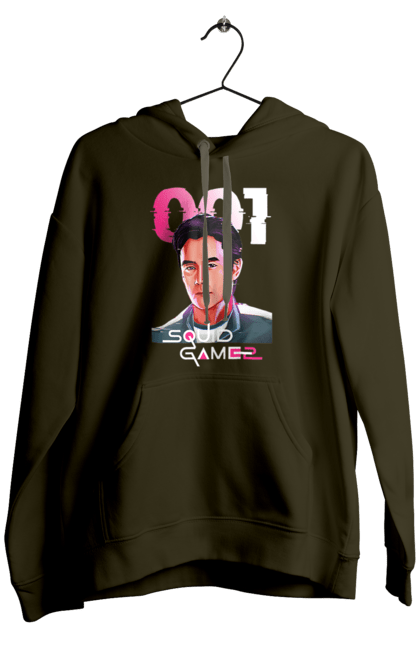 Чоловіче худі з принтом "Гра в кальмара Хван Ін Хо". 001, front man, netflix, squid game, гра в кальмара, гравець 001, нетфлікс, серіал, фронтмен, хван ін хо. 2070702