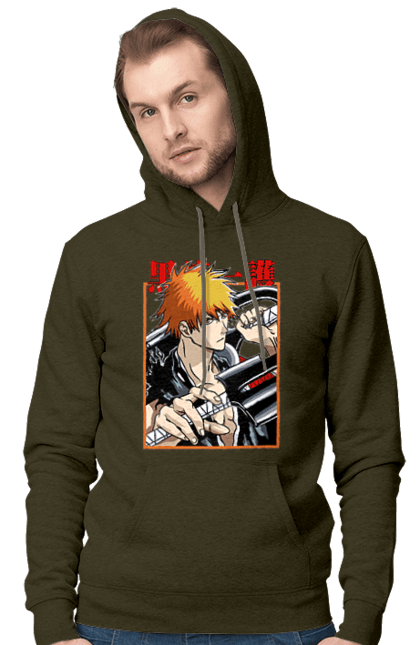 Чоловіче худі з принтом "Бліч Куросакі Ічіґо". Anime, bleach, ichigo kurosaki, manga, аніме, бліч, ічіго, куросакі ічіґо, манга. 2070702