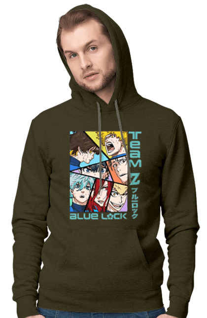 Men's hoodie with prints Blue Lock. Anime, blue lock, blue prison, manga, sport, sports anime. 2070702