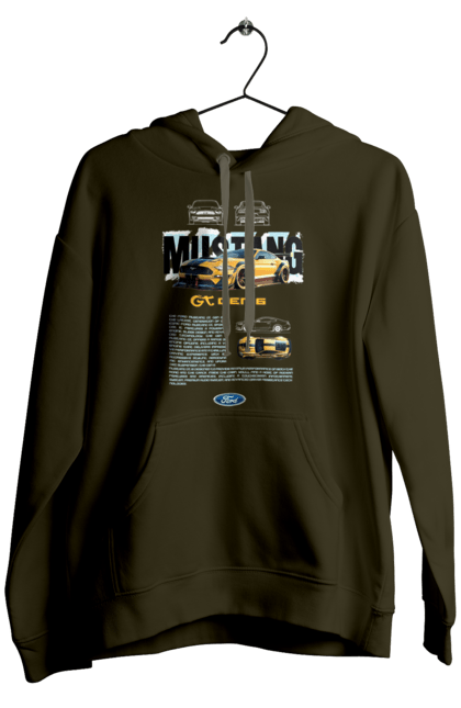 Men's hoodie with prints Ford Mustang Gen 6. Automobile, car, ford, gen 6, mustang, pony car. 2070702