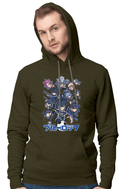 Men's hoodie with prints Blue Lock. Anime, blue lock, blue prison, manga, sport, sports anime. 2070702