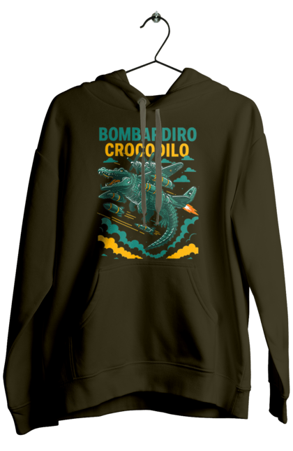 Чоловіче худі з принтом "Bombardino Crocodilo". Bombardino, bombardino crocodilo, crocodilo, бомбардіно крокоділо, крокодил, крокодил літак, крокодил мем, мем, мем бомбардине крокодило. 2070702