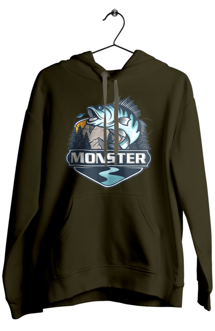 Чоловіче худі з принтом "Рибалка". Монстер, рибак, рибалка, хоббі. 2070702