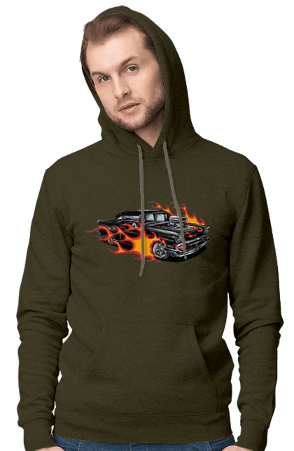 Men`s hoodie with prints Fire Machine. Car. 2070702