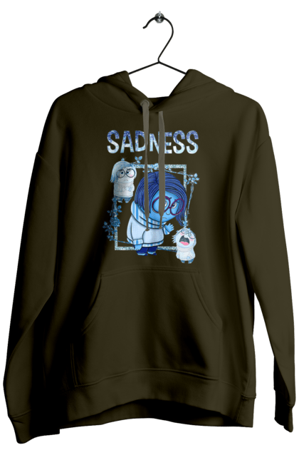 Men's hoodie with prints Inside Out Sadness. Cartoon, emotions, inside out, pixar, sadness. 2070702