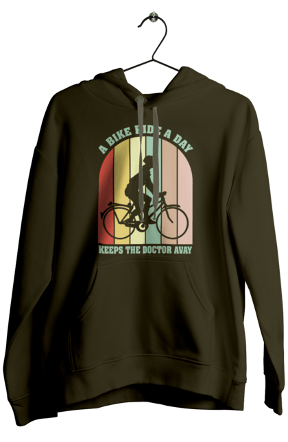 Men`s hoodie with prints Bike ride. Bike, bike ride, bike ride, burn, healthy lifestyle. 2070702