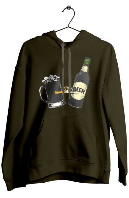 Men`s hoodie with prints Bottle Of Beer With A Glass Of Beer. Beer, bottle, wineglass. 2070702