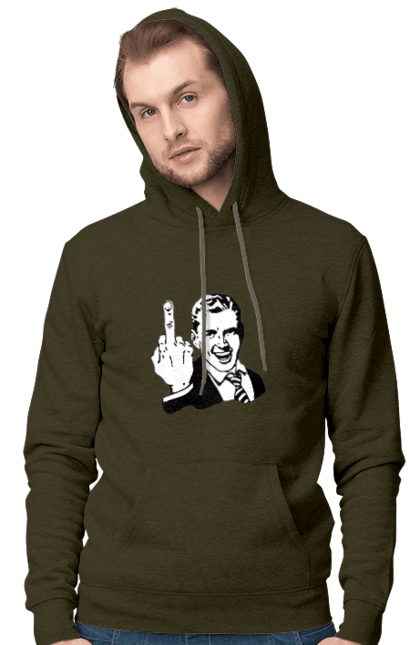 Чоловіче худі з принтом "Fuck". Fuck, палец, рука, фак. 2070702