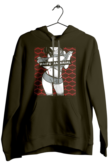 Men's hoodie with prints Waifu. Anime, body, breast, character, fictional character, manga, video game, waifu. 2070702