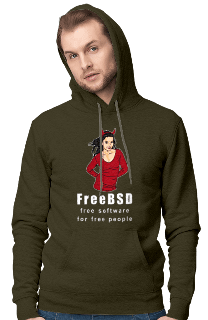 Чоловіче худі з принтом "Freebsd Для Вільних". Bsd, freebsd, unix, адміністратор, айті, айтішник, безкоштовна, безкоштовно, бестія, білий, вільна, демон, демонесса, доступність, незалежність, операційна система, ос, програміст, програмне забезпечення, свобода, сисадмін, система, системний адміністратор, софт, текст, червоний. 2070702